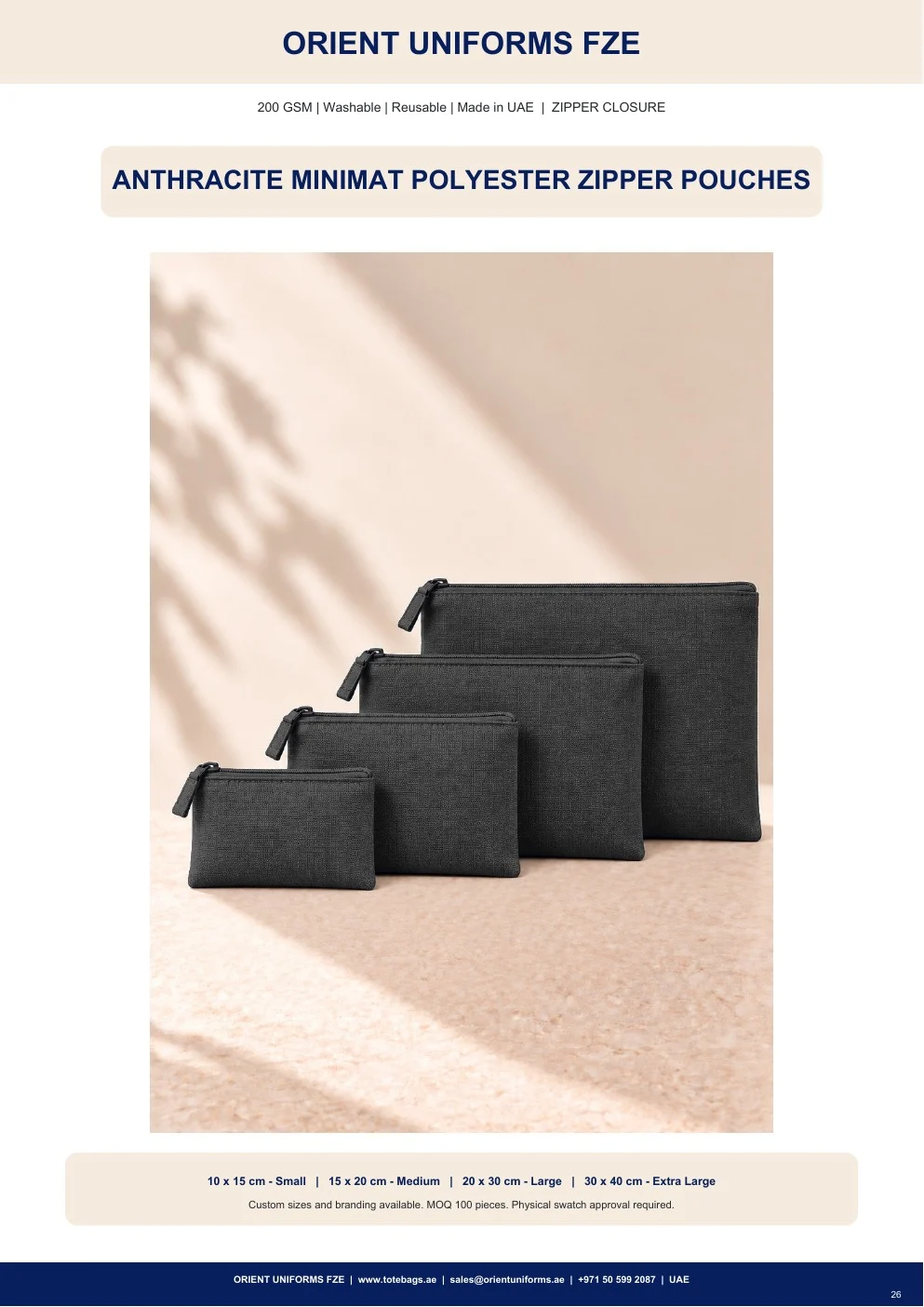 Anthracite Minimat Polyester Zipper Pouches Anthracite Minimat Polyester Zipper Pouches