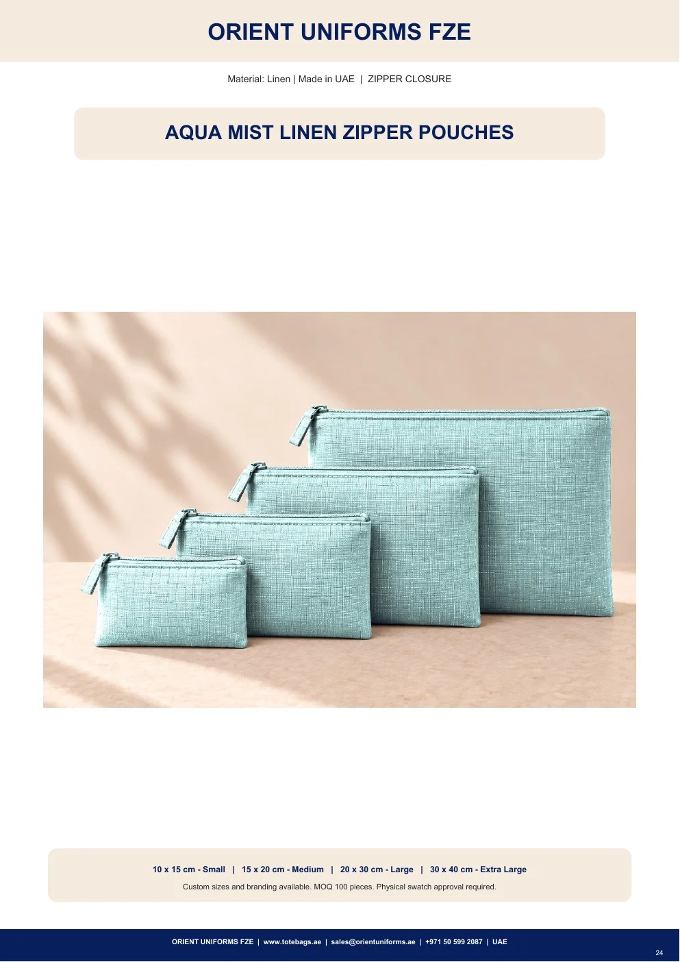 Aqua Mist Linen Zipper Pouches Aqua Mist Linen Zipper Pouches
