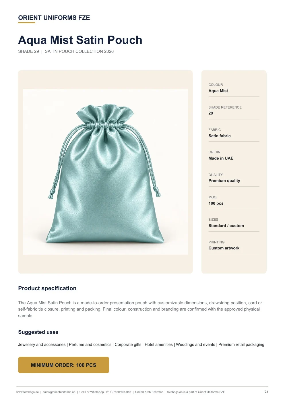 Aqua Mist Satin Drawstring Pouches Aqua Mist Satin Drawstring Pouches