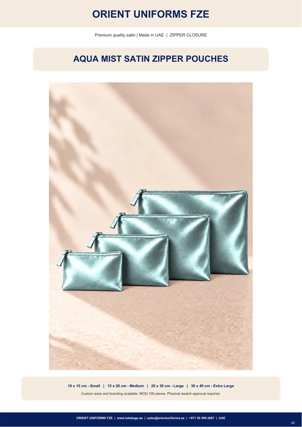 Aqua Mist Satin Zipper Pouches Aqua Mist Satin Zipper Pouches