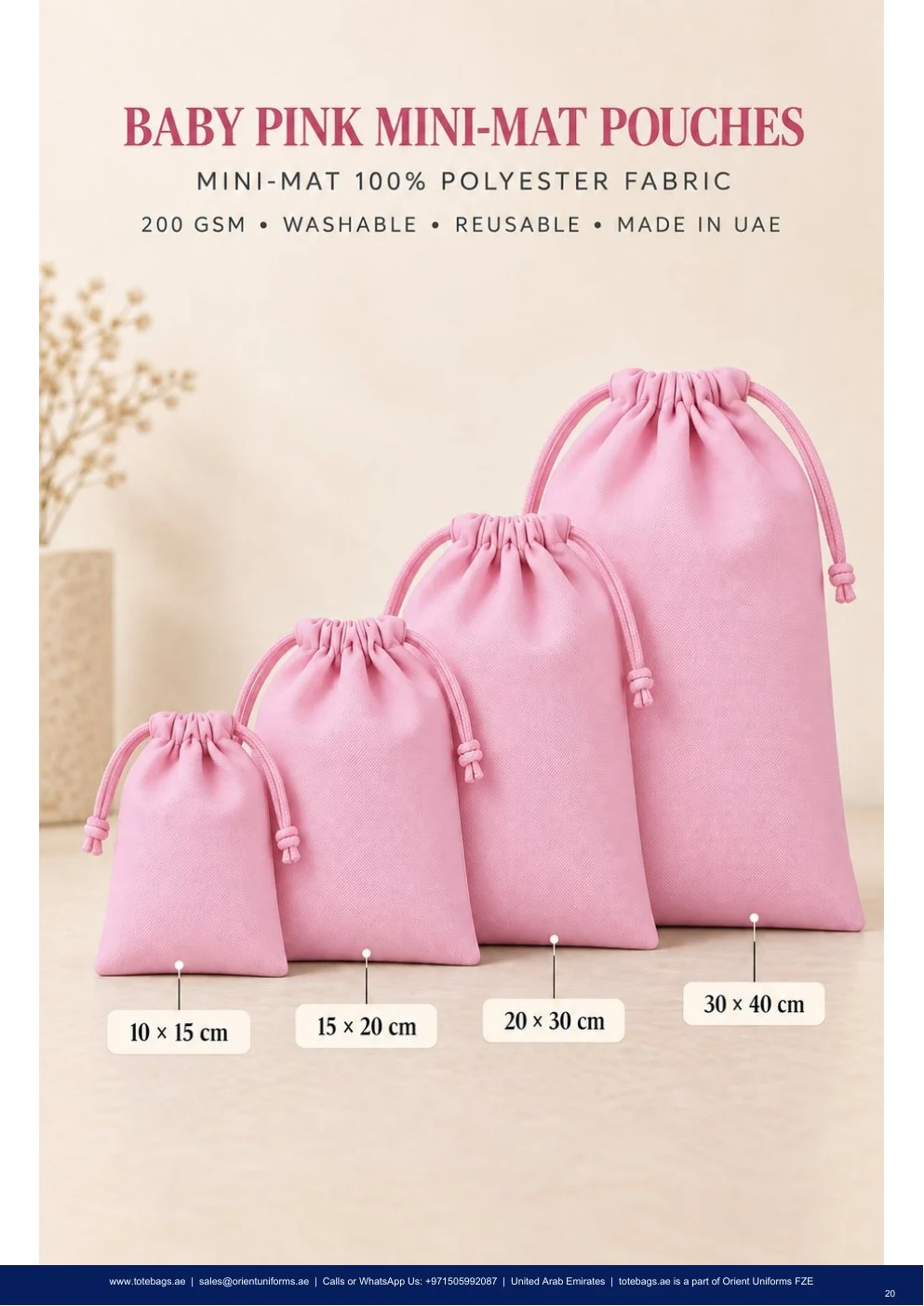 Baby Pink MiniMat Drawstring Pouches Baby Pink MiniMat Drawstring Pouches