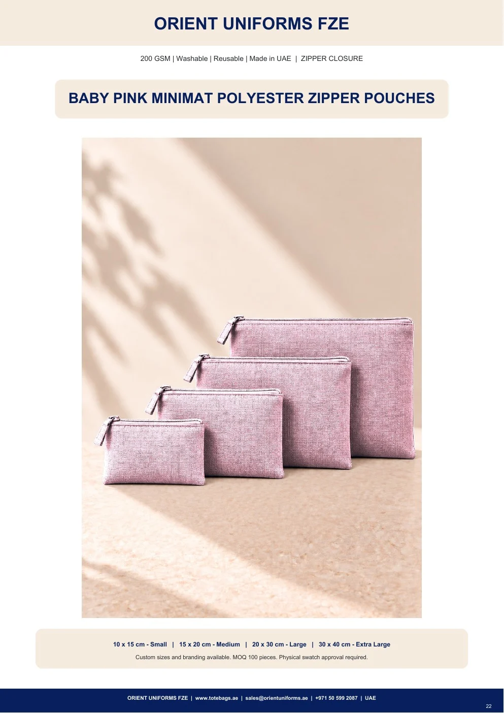 Baby Pink Minimat Polyester Zipper Pouches Baby Pink Minimat Polyester Zipper Pouches