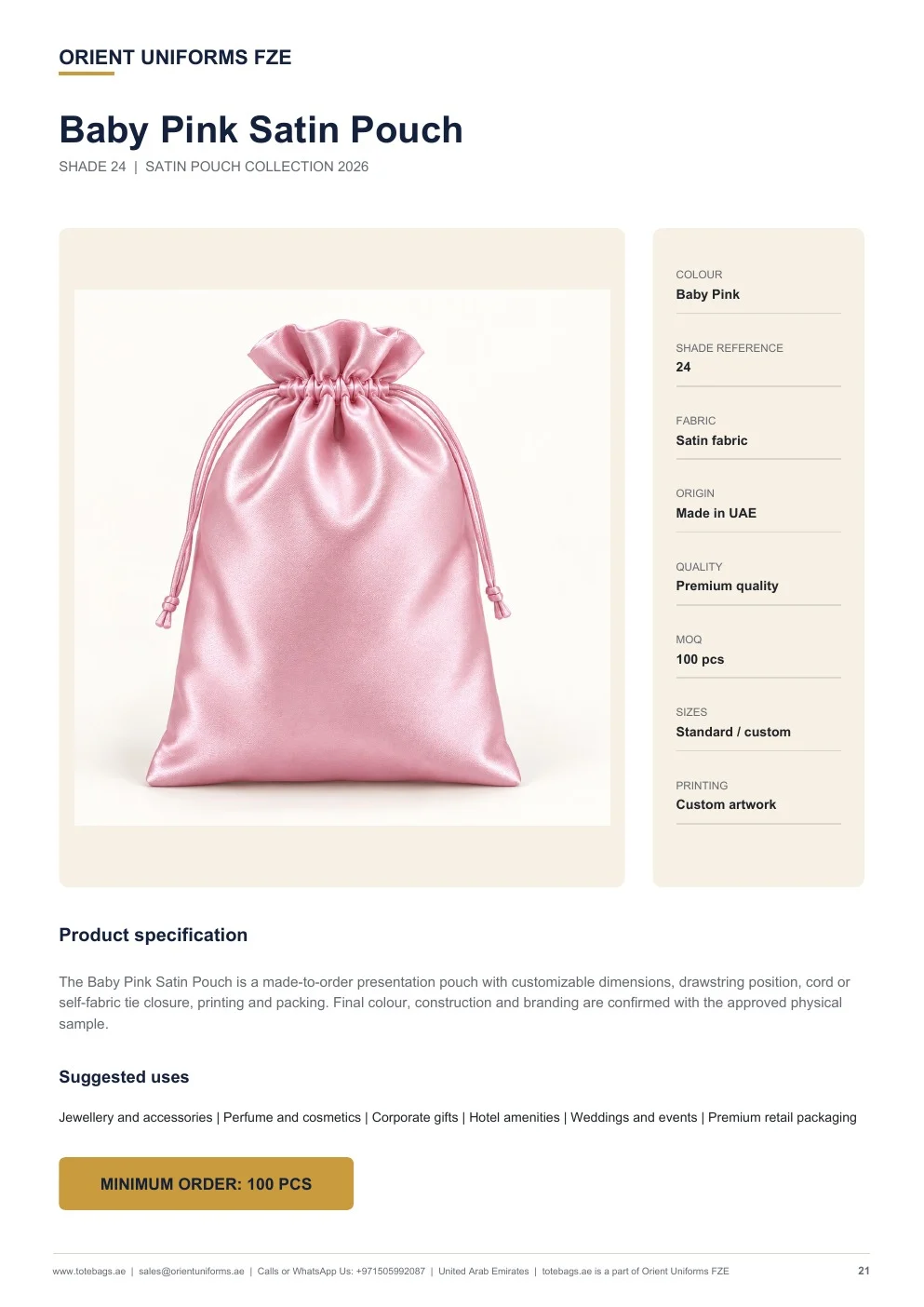 Baby Pink Satin Drawstring Pouches Baby Pink Satin Drawstring Pouches
