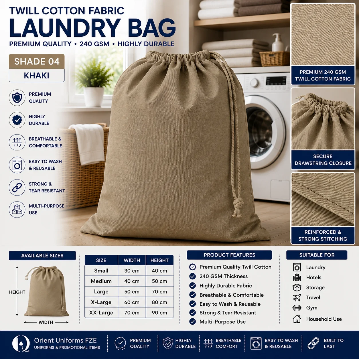 Beige Cotton Linen Collection Bag