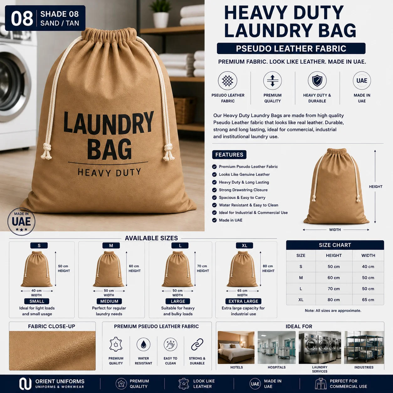 Beige Leather Fabric Commercial Laundry Bag Beige Leather Fabric Commercial Laundry Bag