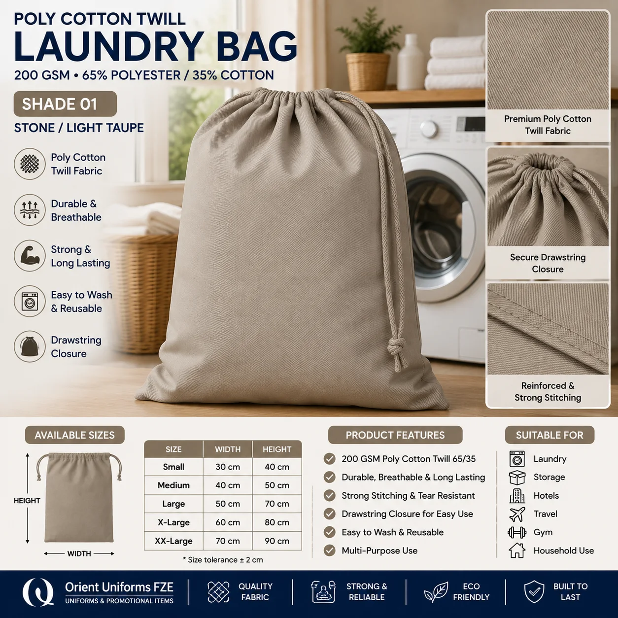 Beige Poly Cotton Commercial Laundry Bag Beige Poly Cotton Commercial Laundry Bag