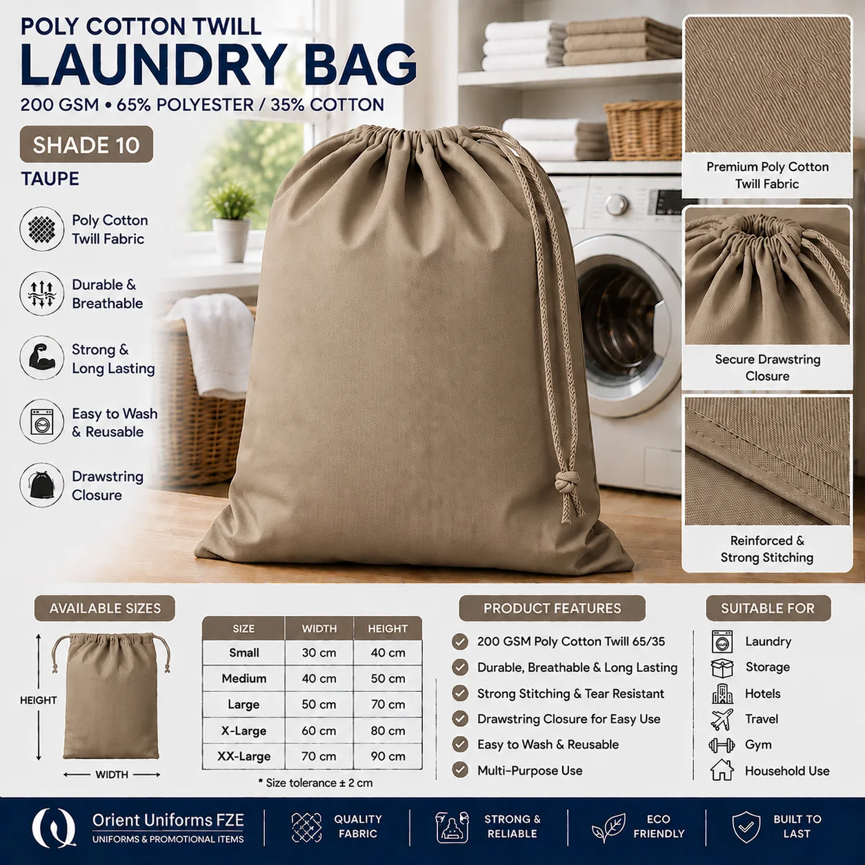 Beige Poly Cotton Hotel Laundry Bag Beige Poly Cotton Hotel Laundry Bag