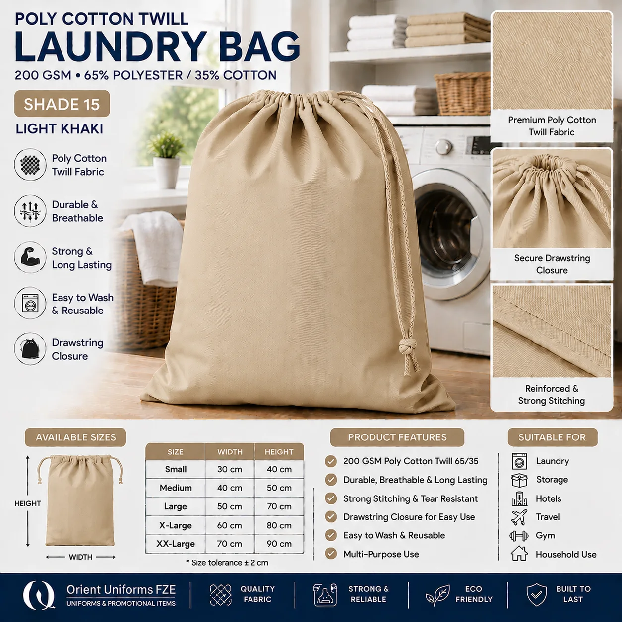 Beige Poly Cotton Linen Collection Bag Beige Poly Cotton Linen Collection Bag