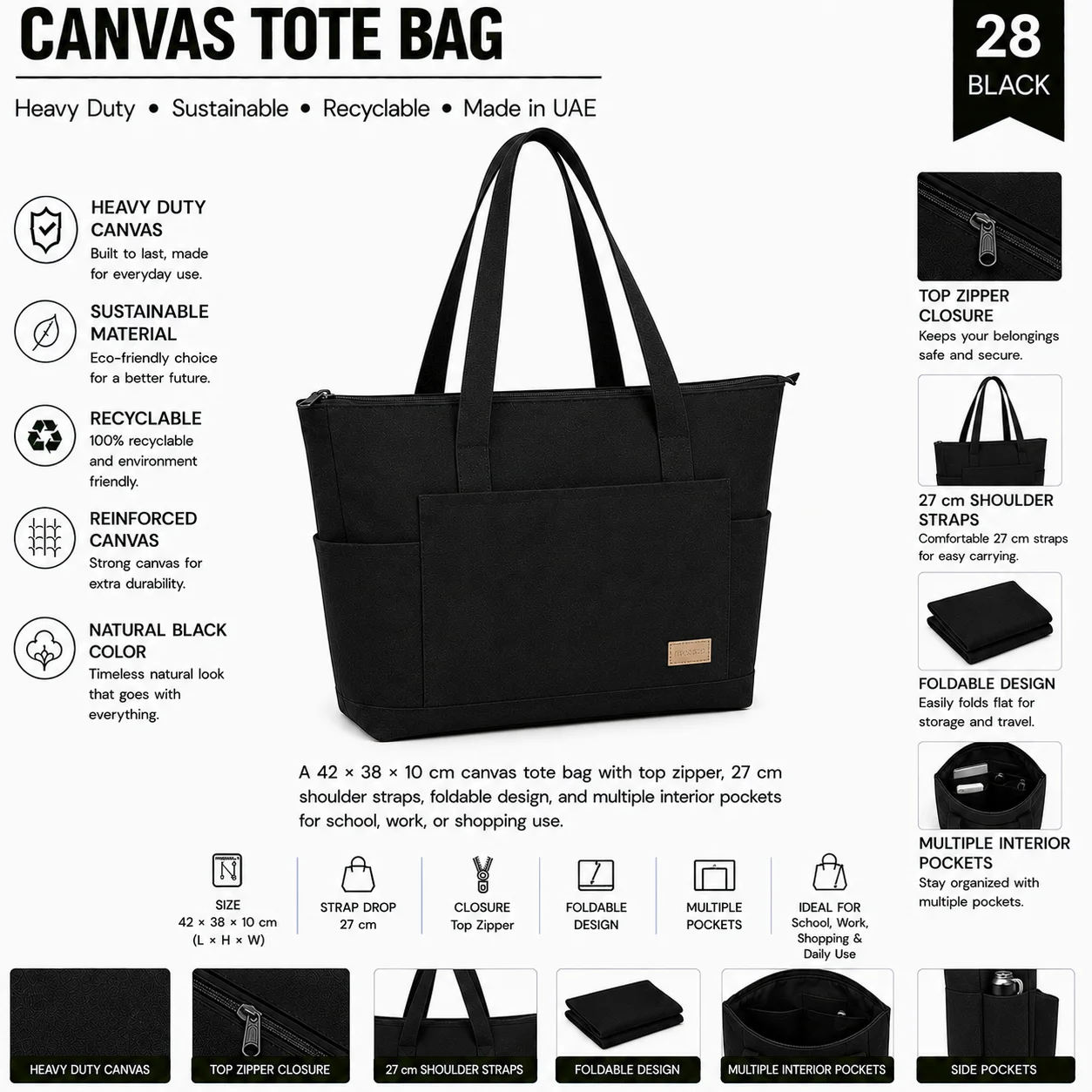 Black Canvas Tote Bag Business Shopper Black Canvas Tote Bag Business Shopper