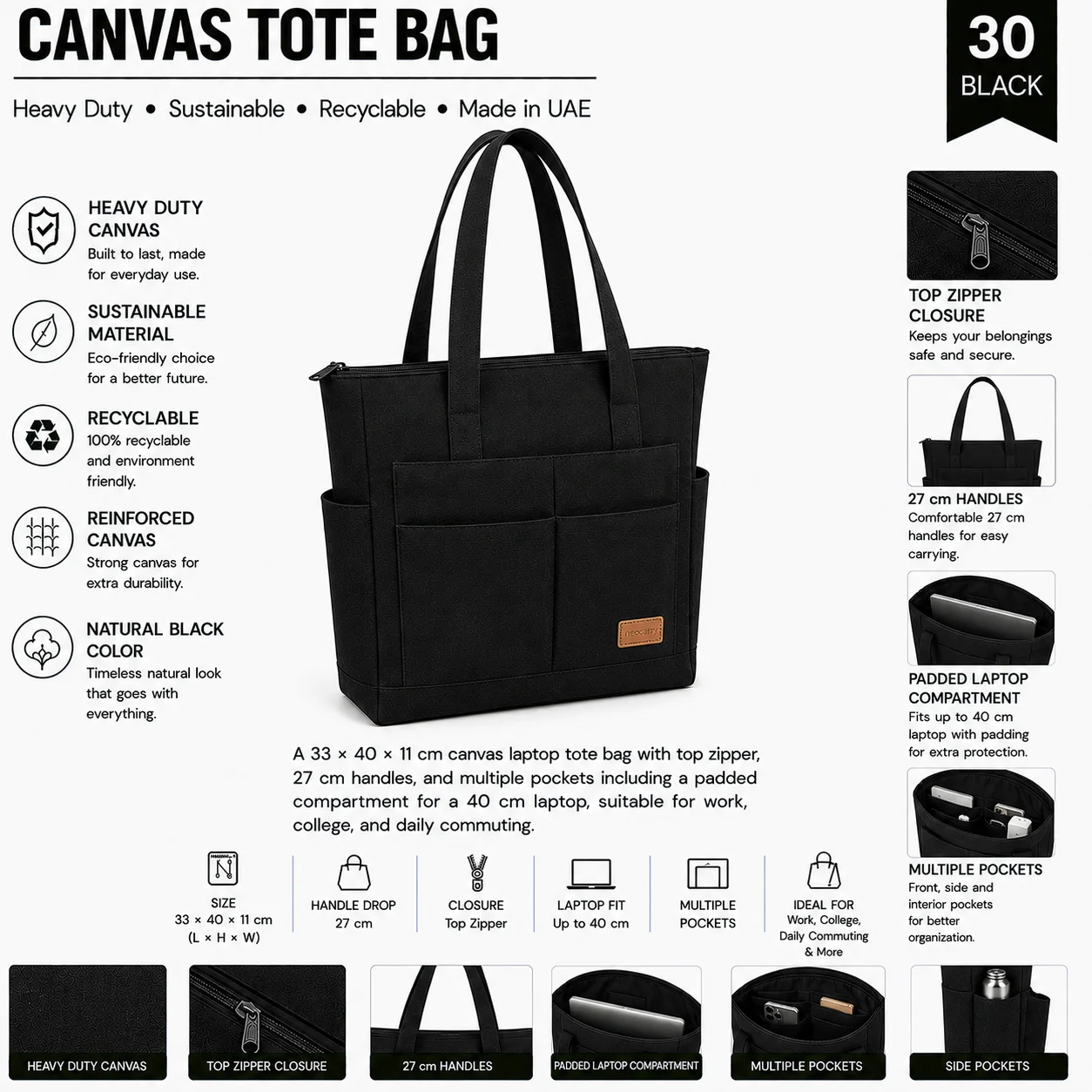Black Canvas Tote Bag Campaign Shopper Black Canvas Tote Bag Campaign Shopper