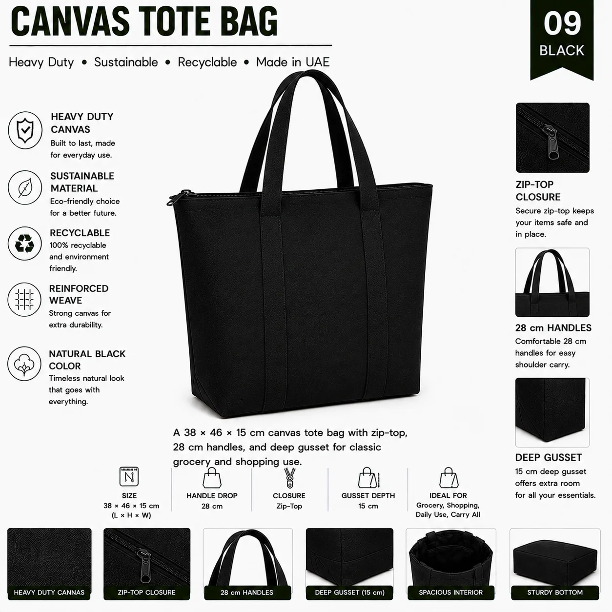 Black Canvas Tote Bag Custom Shopper