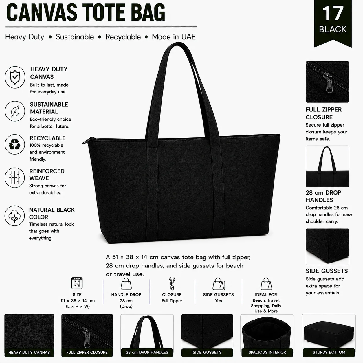 Black Canvas Tote Bag Daily Shopper Black Canvas Tote Bag Daily Shopper