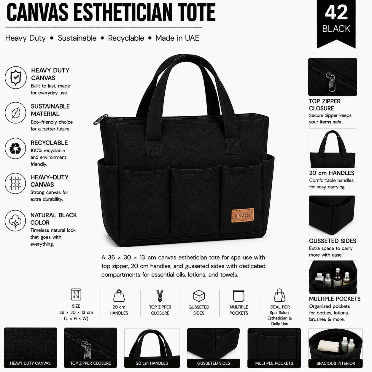 Black Canvas Tote Bag Hospitality Shopper