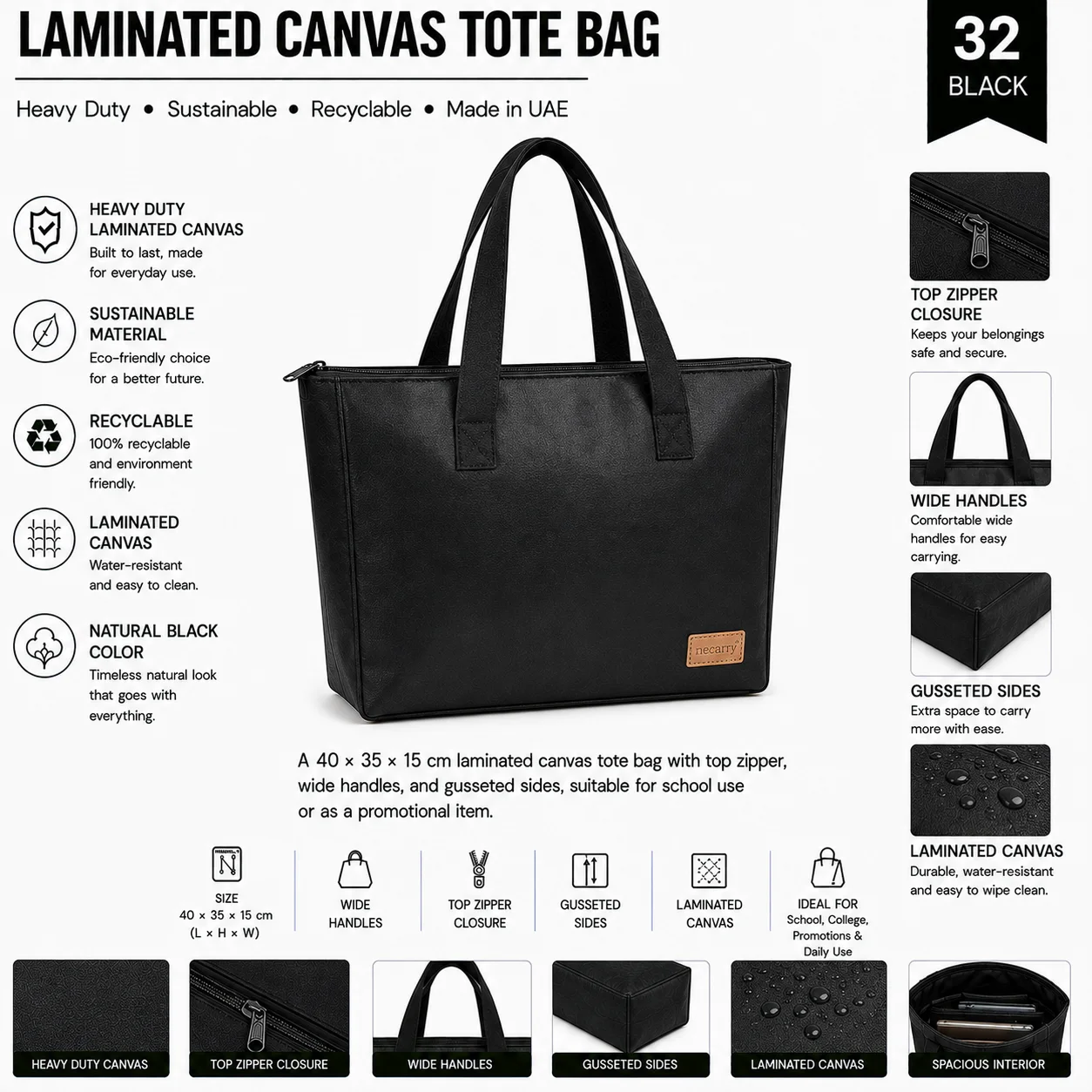 Black Canvas Tote Bag Trade Show Shopper