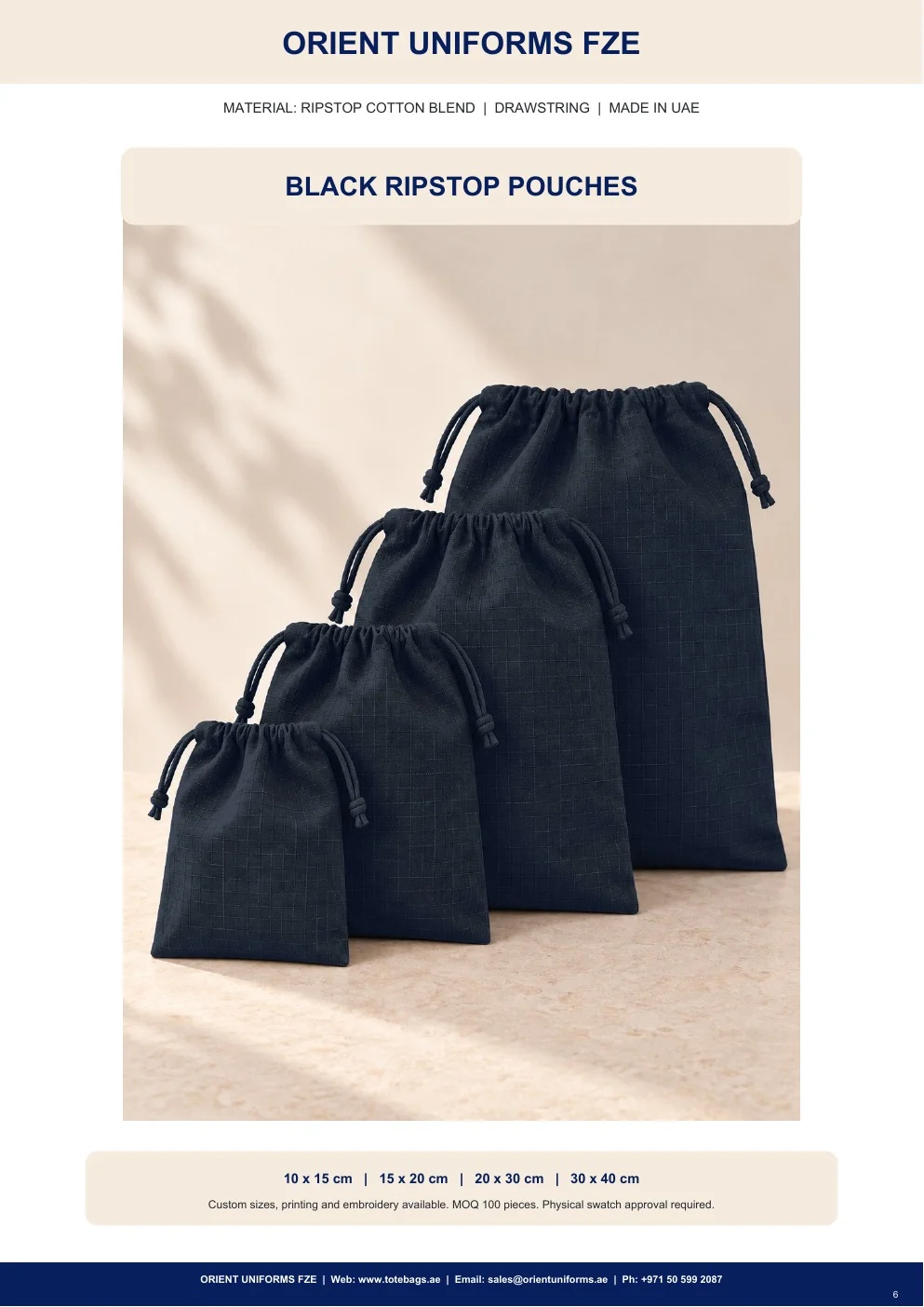Black Ripstop Drawstring Pouches Black Ripstop Drawstring Pouches
