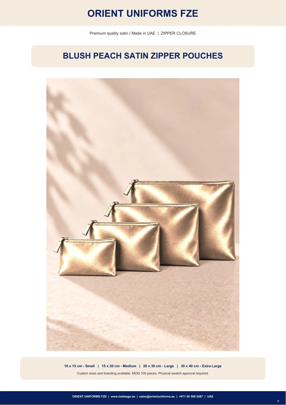 Blush Peach Satin Zipper Pouches Blush Peach Satin Zipper Pouches