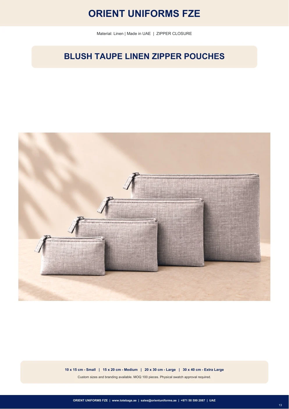 Blush Taupe Linen Zipper Pouches Blush Taupe Linen Zipper Pouches