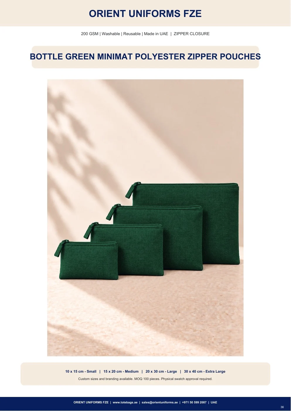 Bottle Green Minimat Polyester Zipper Pouches Bottle Green Minimat Polyester Zipper Pouches