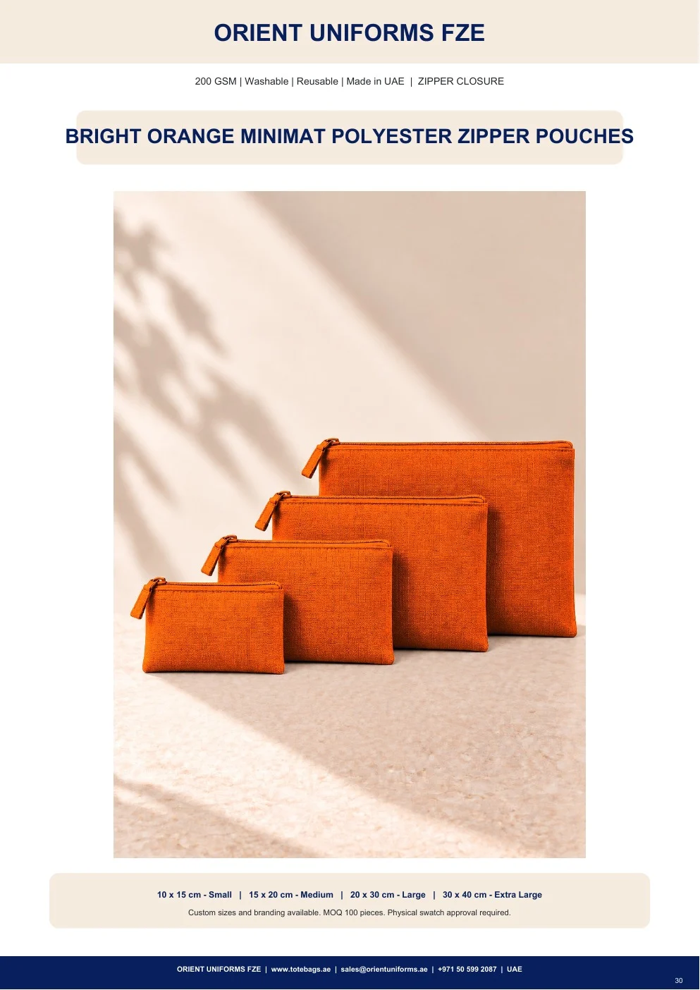 Bright Orange Minimat Polyester Zipper Pouches Bright Orange Minimat Polyester Zipper Pouches
