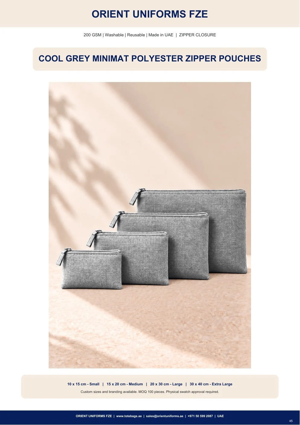 Cool Grey Minimat Polyester Zipper Pouches Cool Grey Minimat Polyester Zipper Pouches