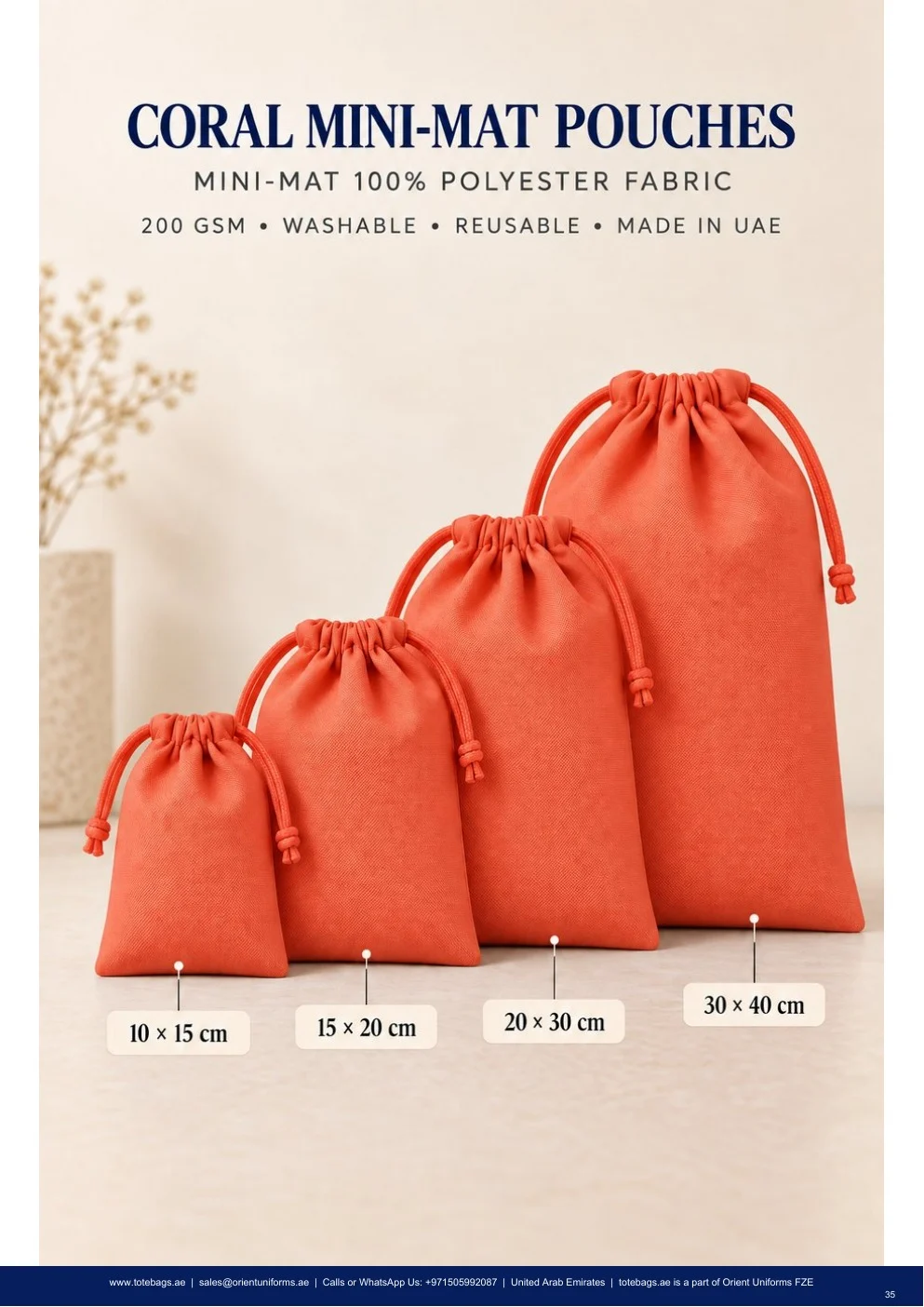 Coral MiniMat Drawstring Pouches — SKU-TB:coral-minimat-drawstring-pouches