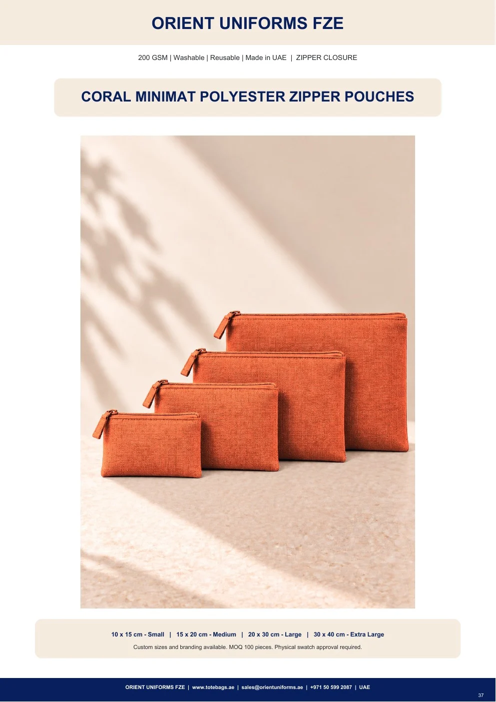 Coral Minimat Polyester Zipper Pouches Coral Minimat Polyester Zipper Pouches