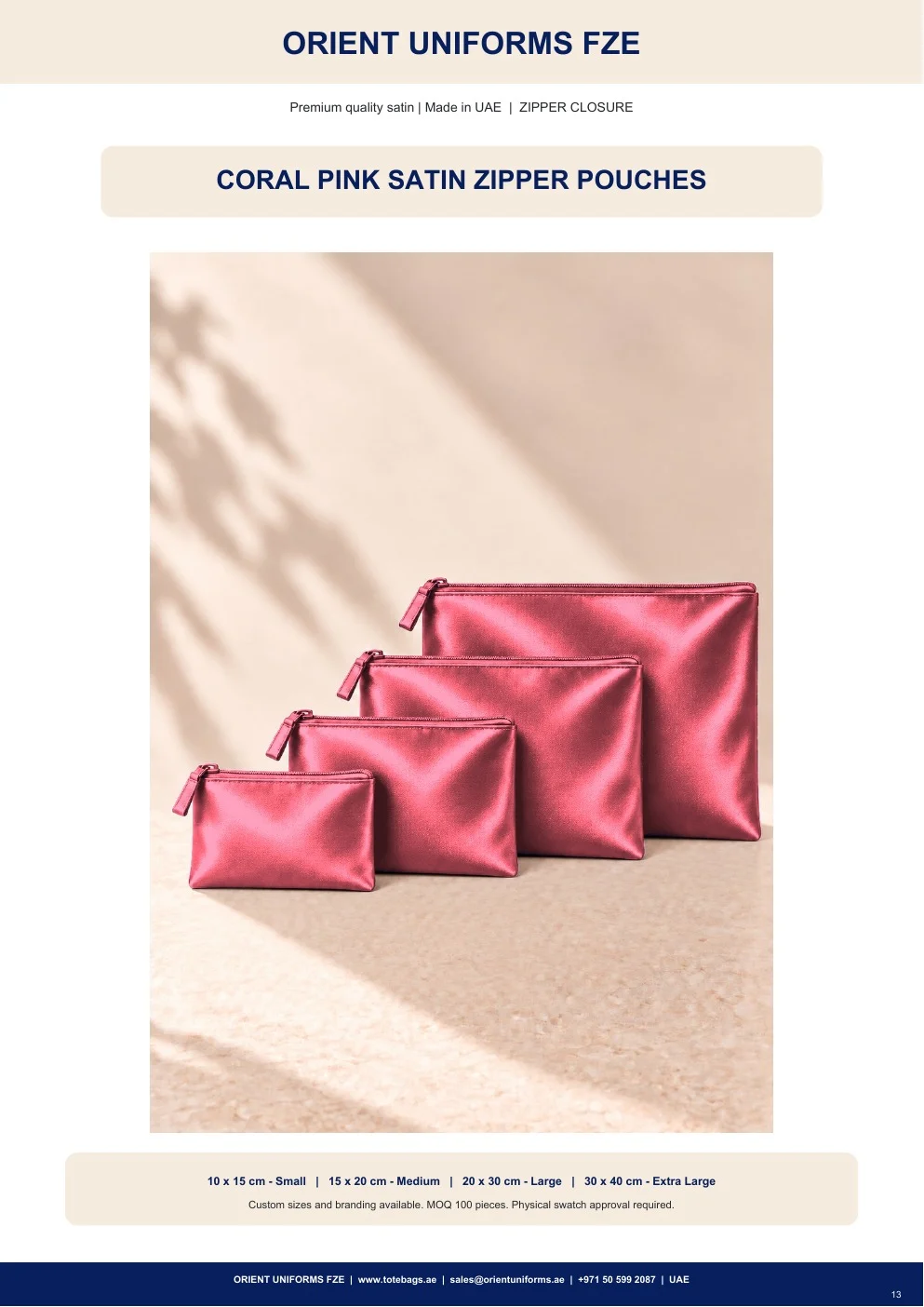 Coral Pink Satin Zipper Pouches Coral Pink Satin Zipper Pouches
