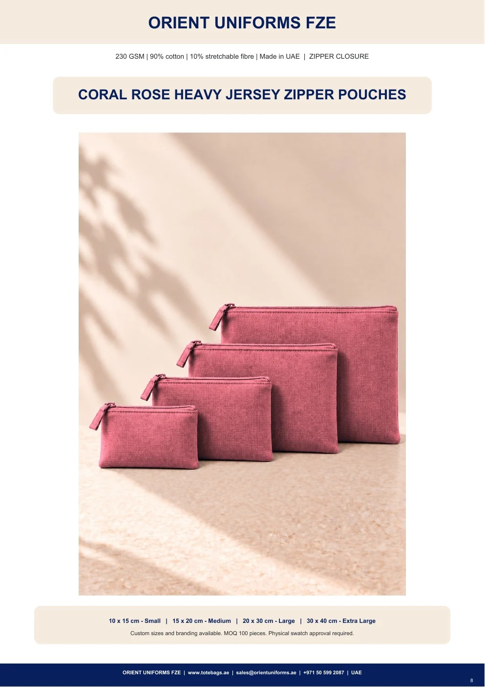 Coral Rose Heavy Jersey Zipper Pouches Coral Rose Heavy Jersey Zipper Pouches