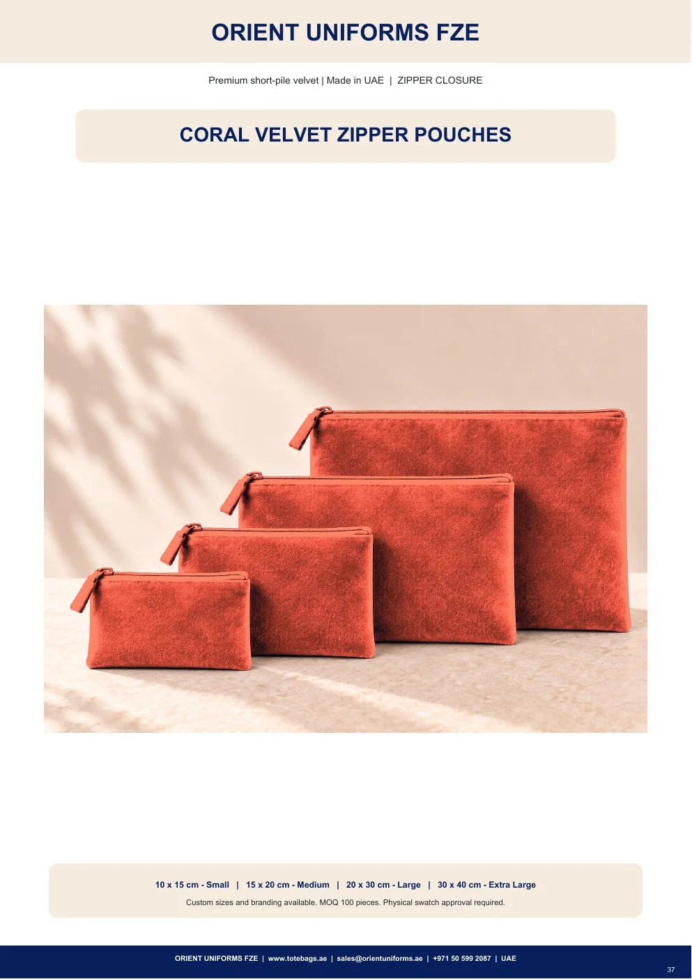 Coral Velvet Zipper Pouches Coral Velvet Zipper Pouches