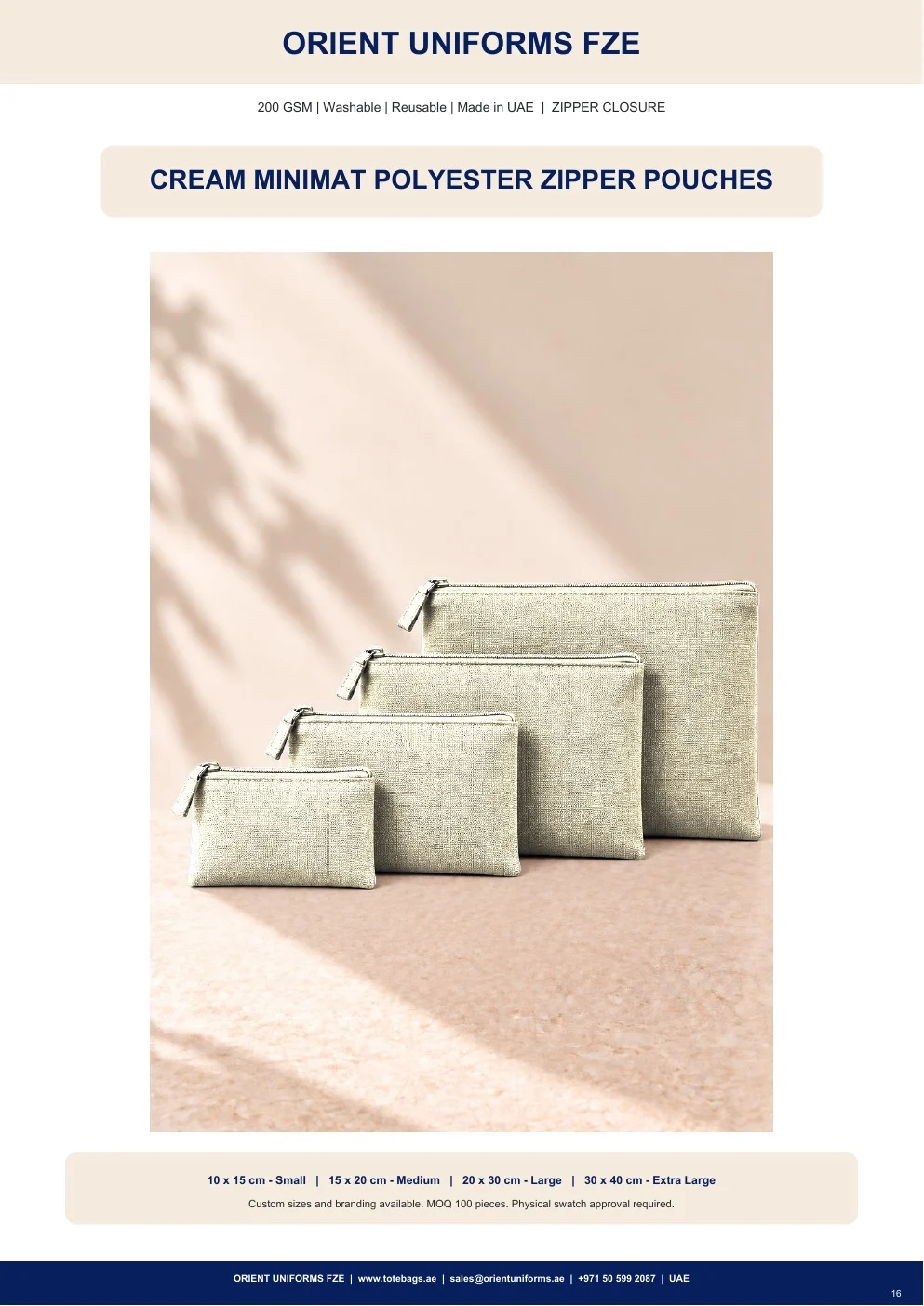 Cream Minimat Polyester Zipper Pouches Cream Minimat Polyester Zipper Pouches