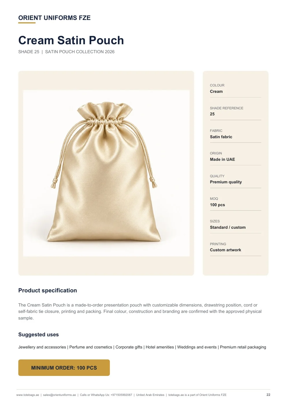 Cream Satin Drawstring Pouches — SKU-TB:cream-satin-drawstring-pouches