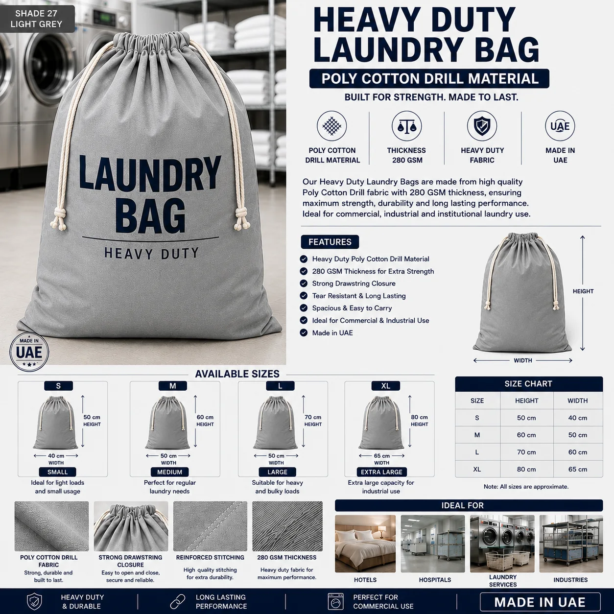 Dark Grey Heavy Duty Drill Linen Collection Bag Dark Grey Heavy Duty Drill Linen Collection Bag