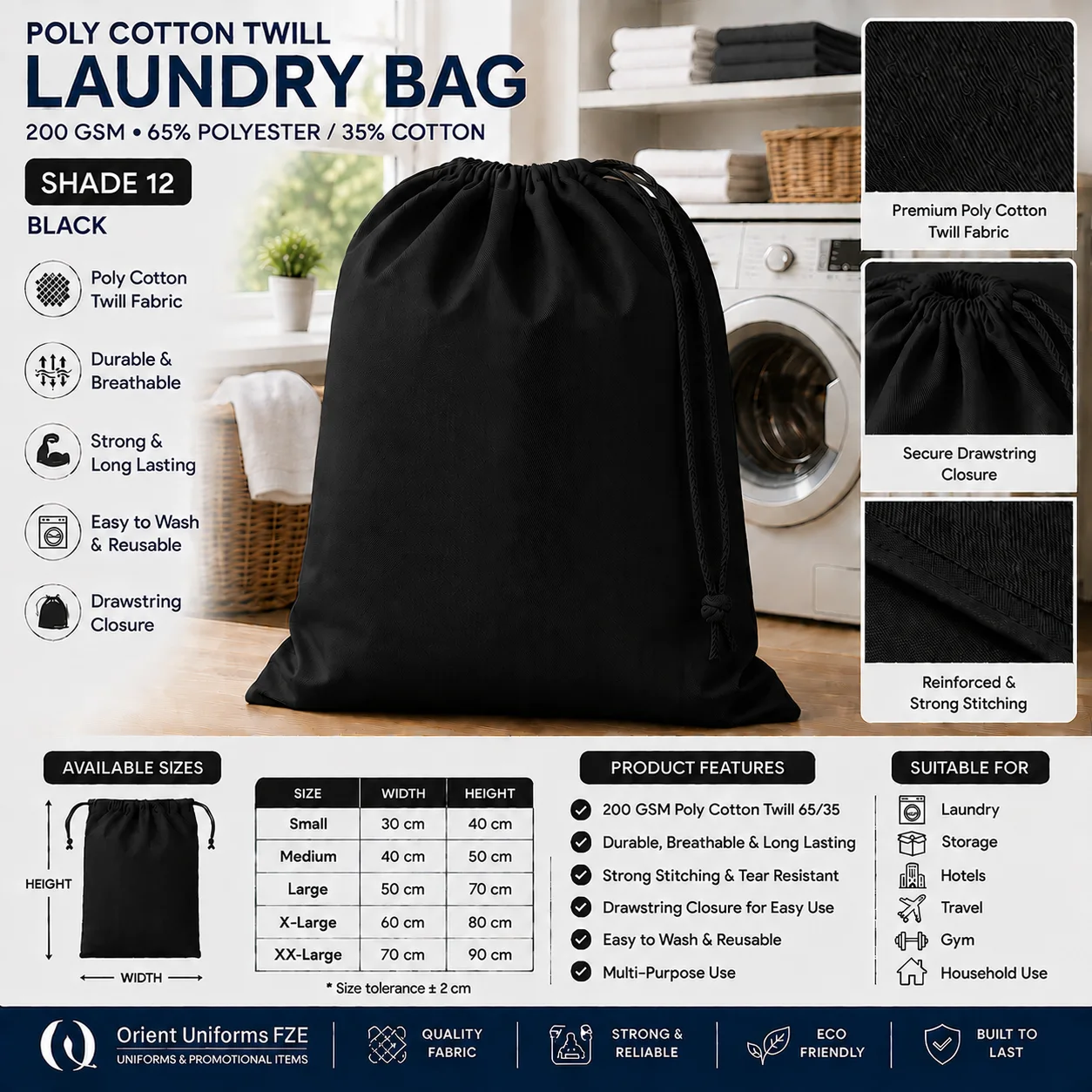 Dark Grey Poly Cotton Commercial Laundry Bag Dark Grey Poly Cotton Commercial Laundry Bag