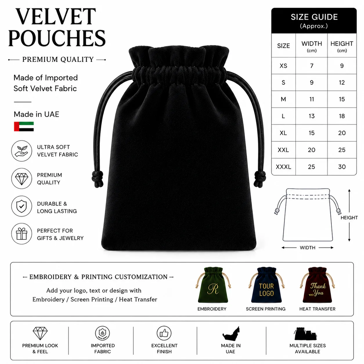 Dark Grey Velvet Gift Pouch