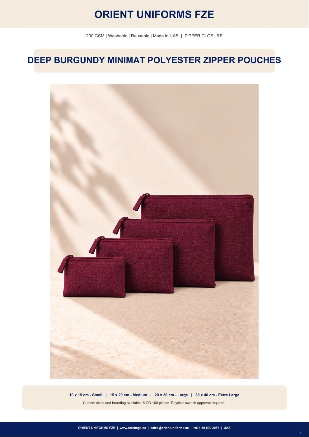 Deep Burgundy Minimat Polyester Zipper Pouches Deep Burgundy Minimat Polyester Zipper Pouches