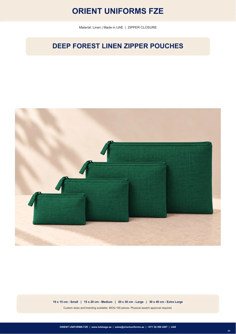 Deep Forest Linen Zipper Pouches Deep Forest Linen Zipper Pouches