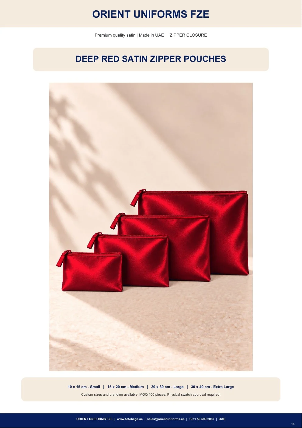 Deep Red Satin Zipper Pouches Deep Red Satin Zipper Pouches