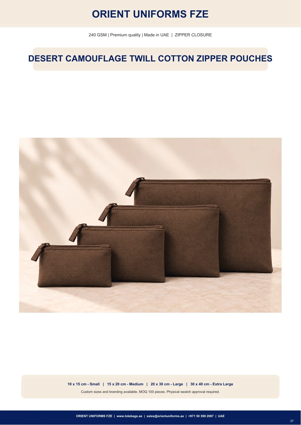 Desert Camouflage Twill Cotton Zipper Pouches Desert Camouflage Twill Cotton Zipper Pouches