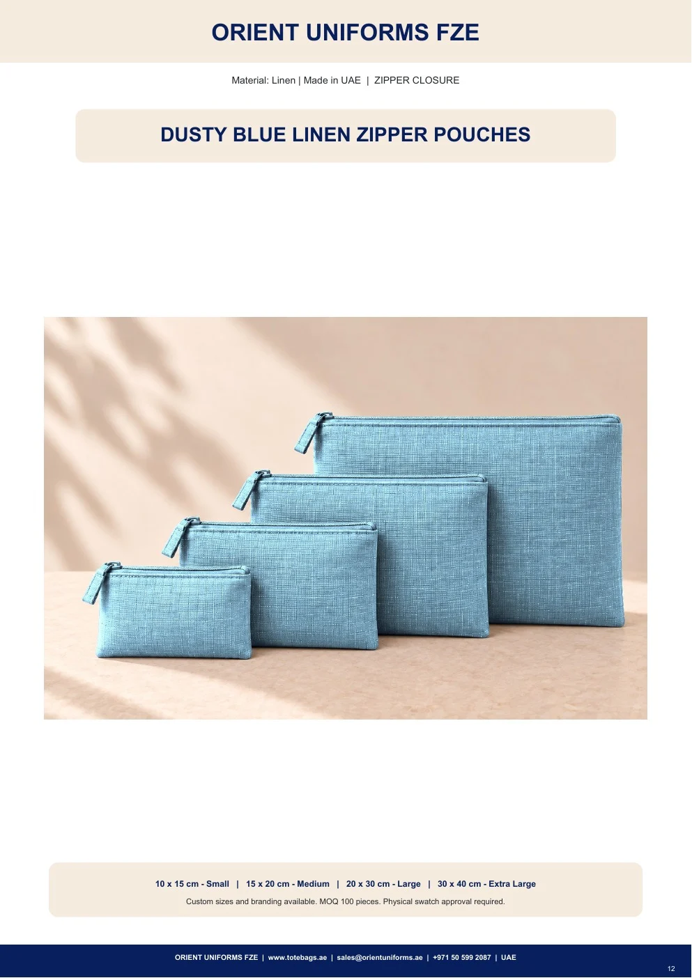Dusty Blue Linen Zipper Pouches Dusty Blue Linen Zipper Pouches