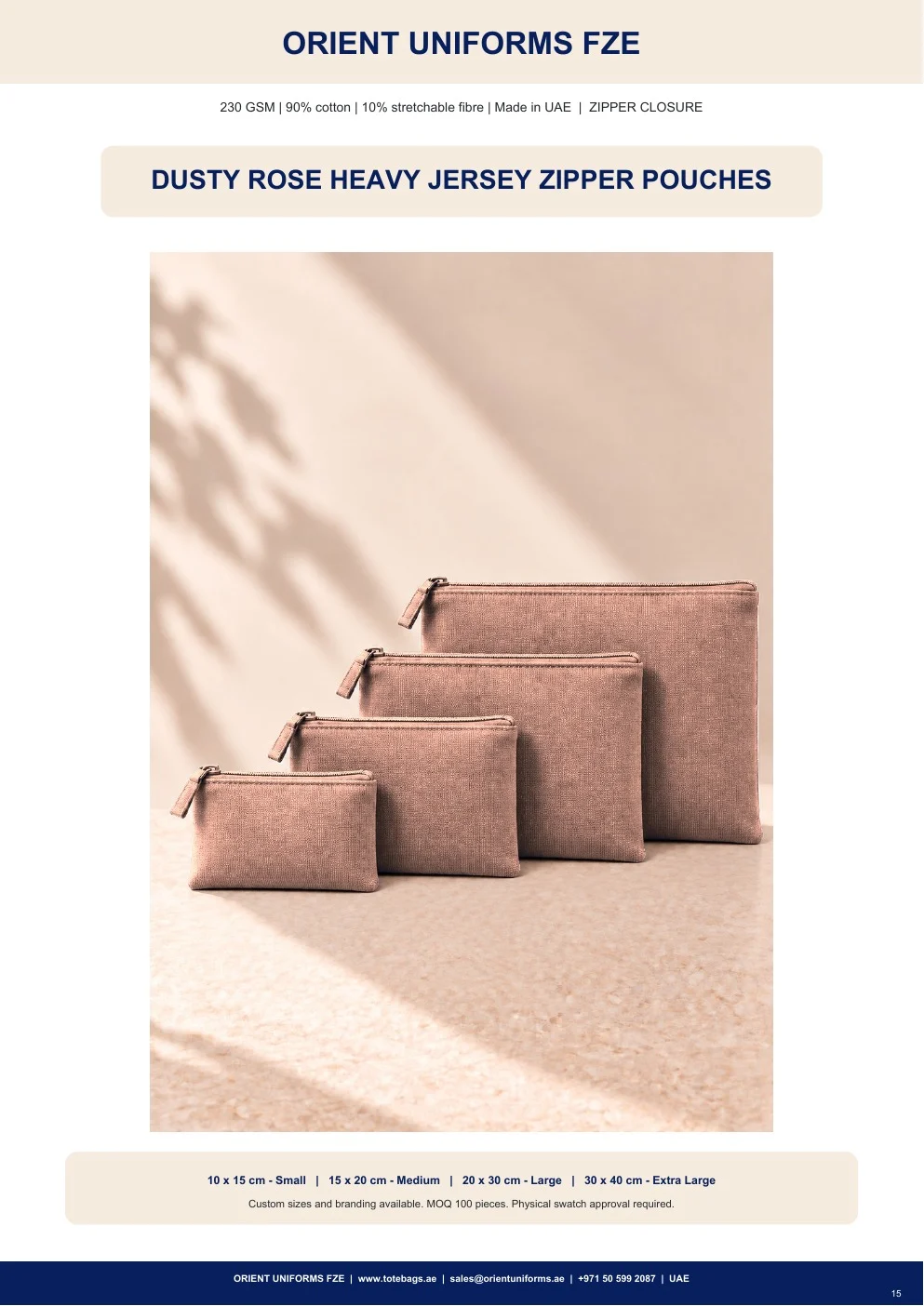 Dusty Rose Heavy Jersey Zipper Pouches Dusty Rose Heavy Jersey Zipper Pouches