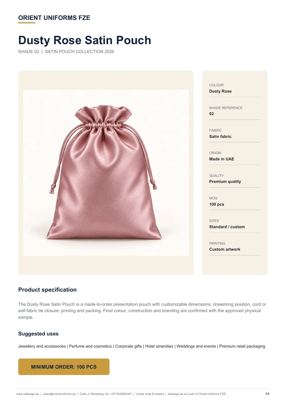 Dusty Rose Satin Drawstring Pouches Dusty Rose Satin Drawstring Pouches