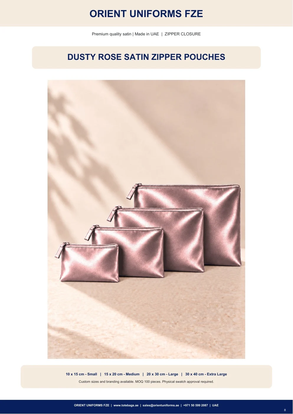 Dusty Rose Satin Zipper Pouches Dusty Rose Satin Zipper Pouches