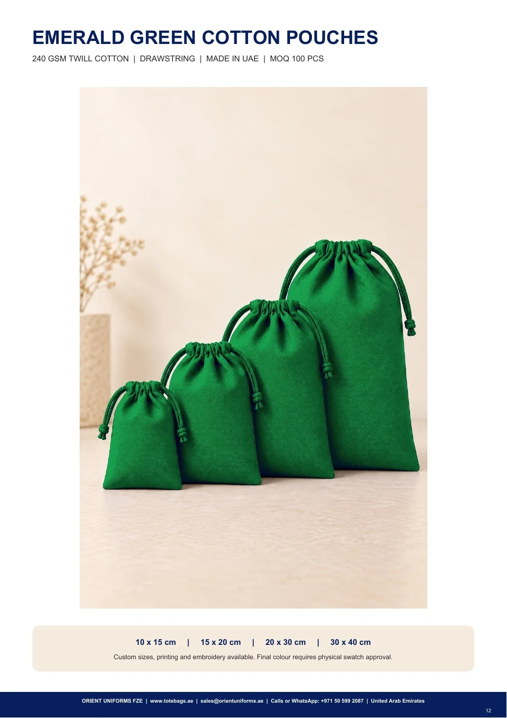 Emerald Green Cotton Drawstring Pouches — SKU-TB:emerald-green-cotton-drawstring-pouches Emerald Green Cotton Drawstring Pouches — SKU-TB:emerald-green-cotton-drawstring-pouches