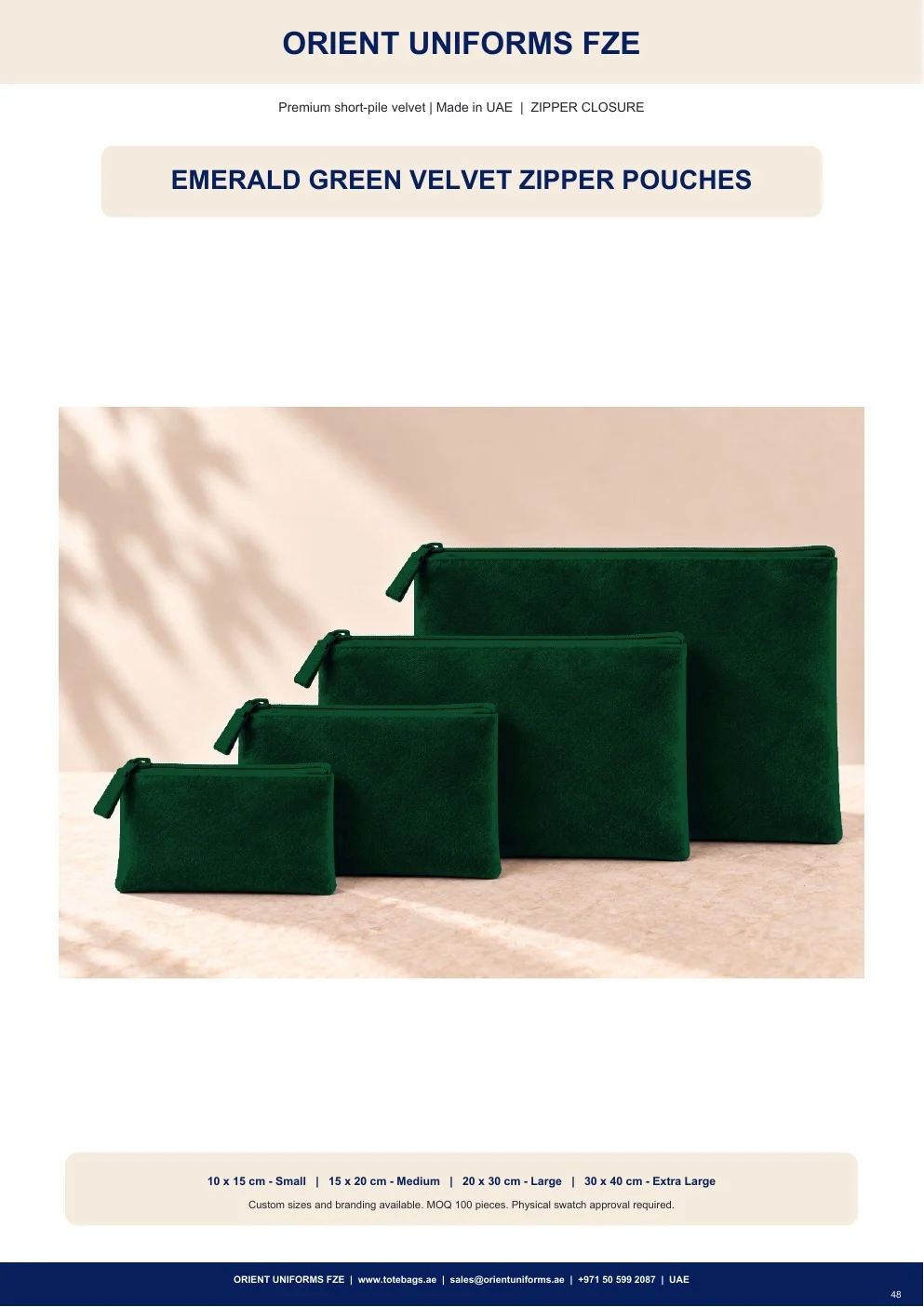 Emerald Green Velvet Zipper Pouches Emerald Green Velvet Zipper Pouches