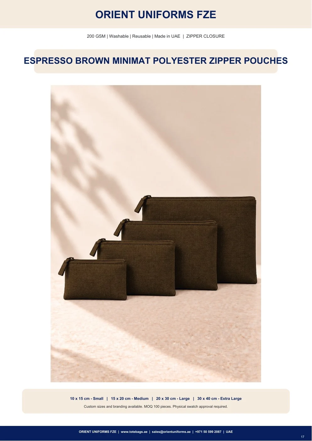 Espresso Brown Minimat Polyester Zipper Pouches Espresso Brown Minimat Polyester Zipper Pouches