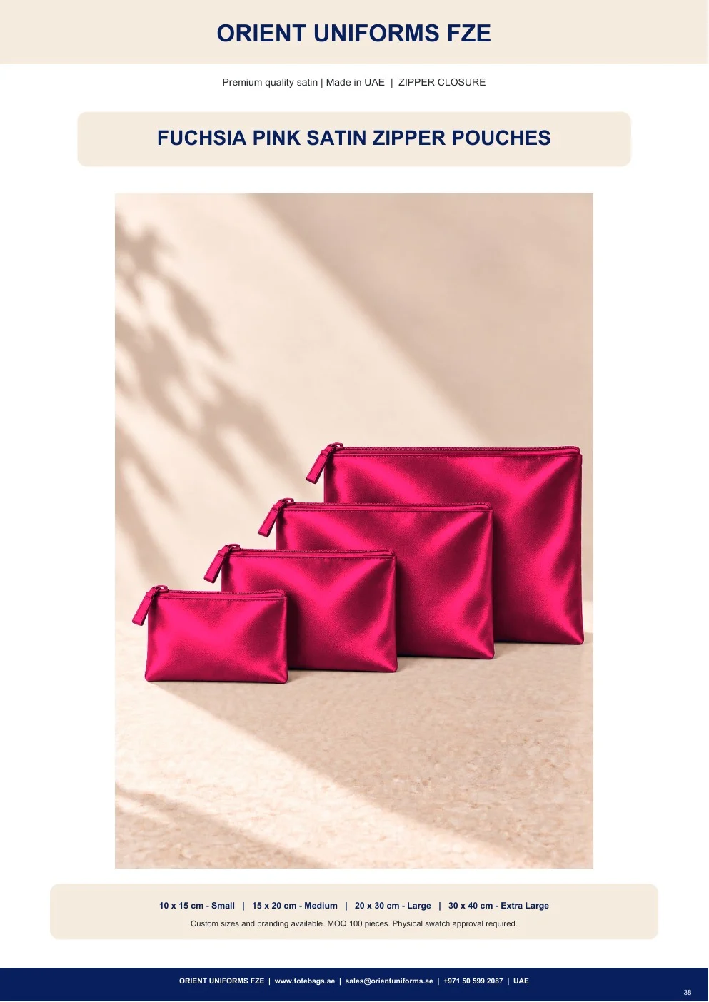 Fuchsia Pink Satin Zipper Pouches Fuchsia Pink Satin Zipper Pouches