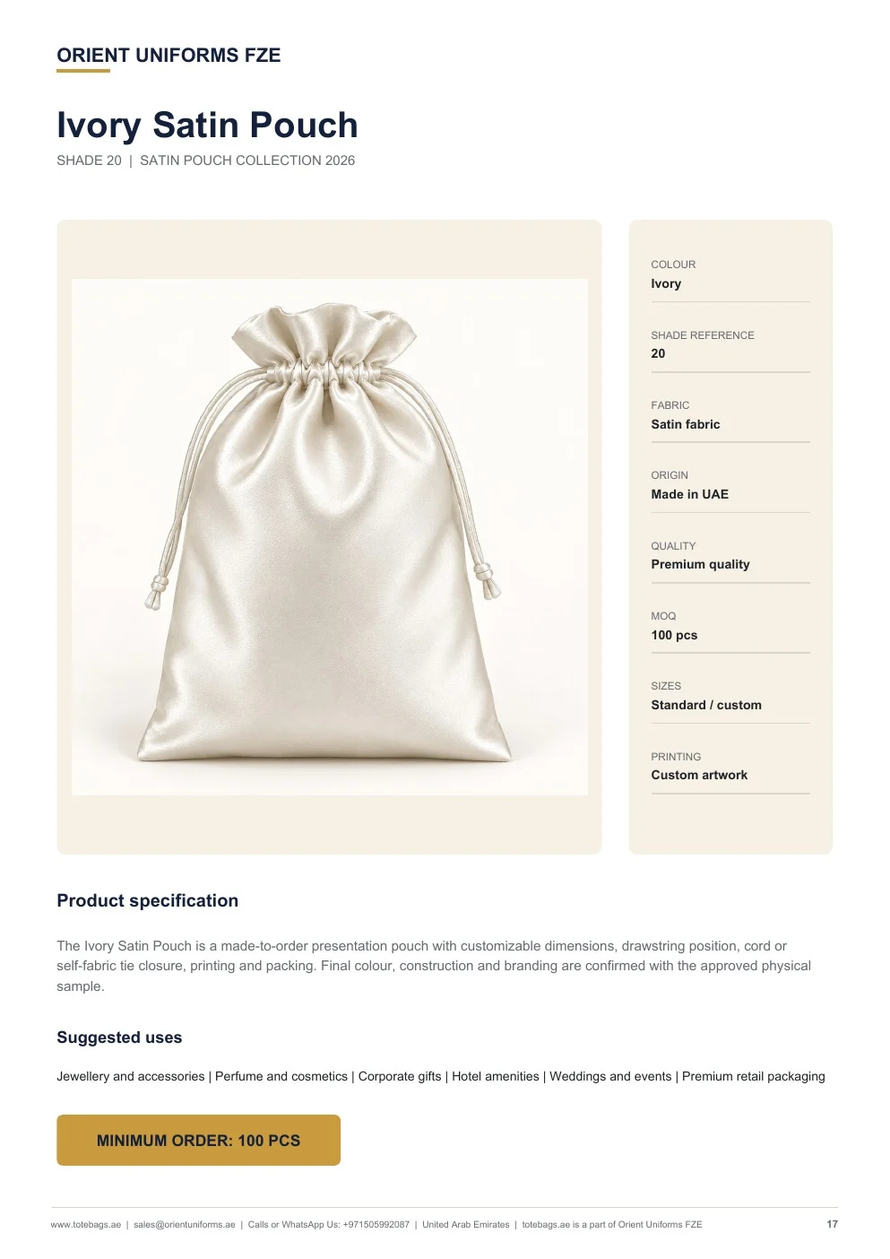 Ivory Satin Drawstring Pouches Ivory Satin Drawstring Pouches