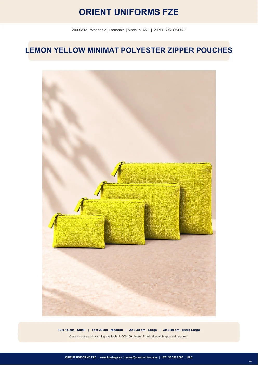 Lemon Yellow Minimat Polyester Zipper Pouches Lemon Yellow Minimat Polyester Zipper Pouches