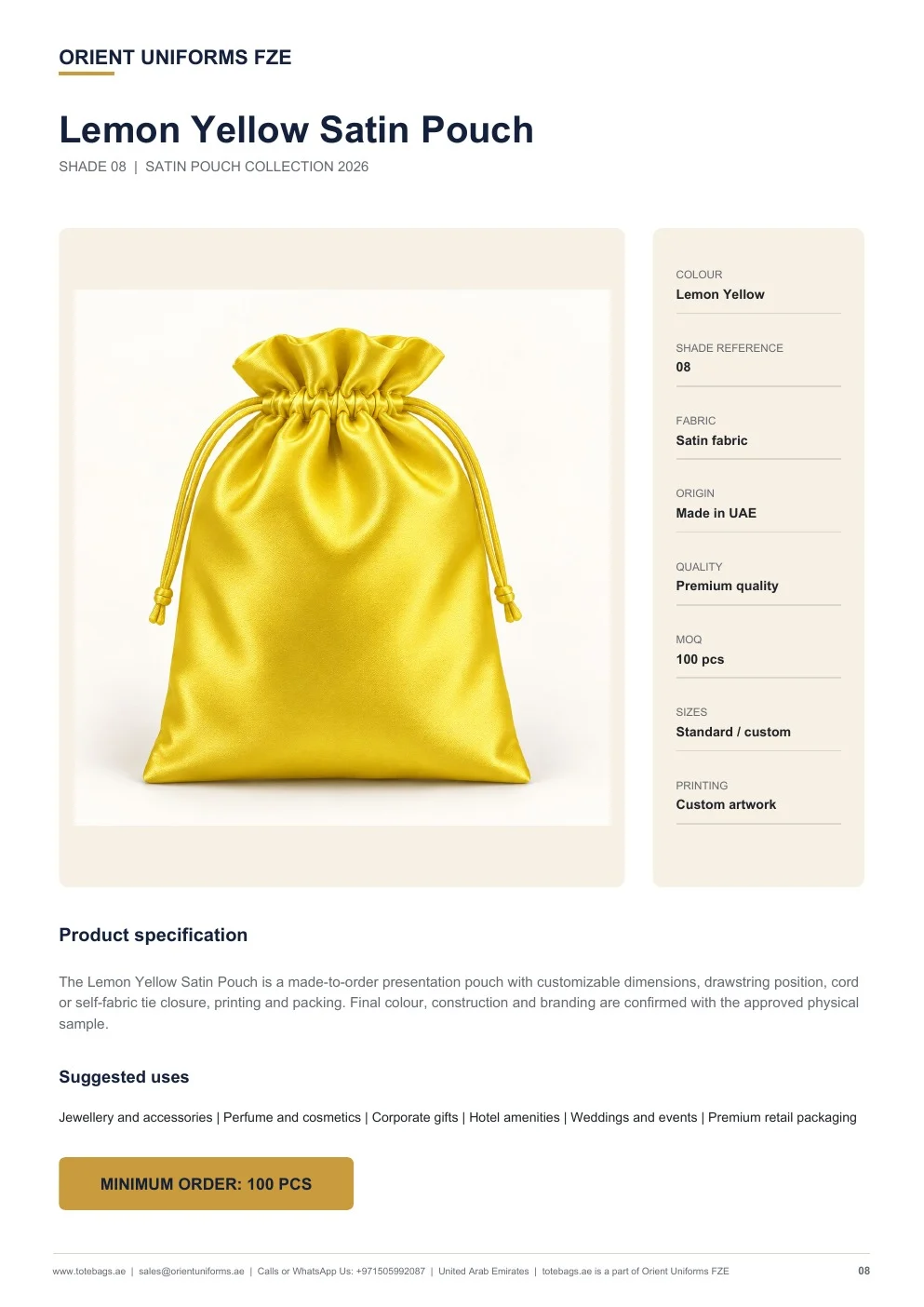 Lemon Yellow Satin Drawstring Pouches Lemon Yellow Satin Drawstring Pouches