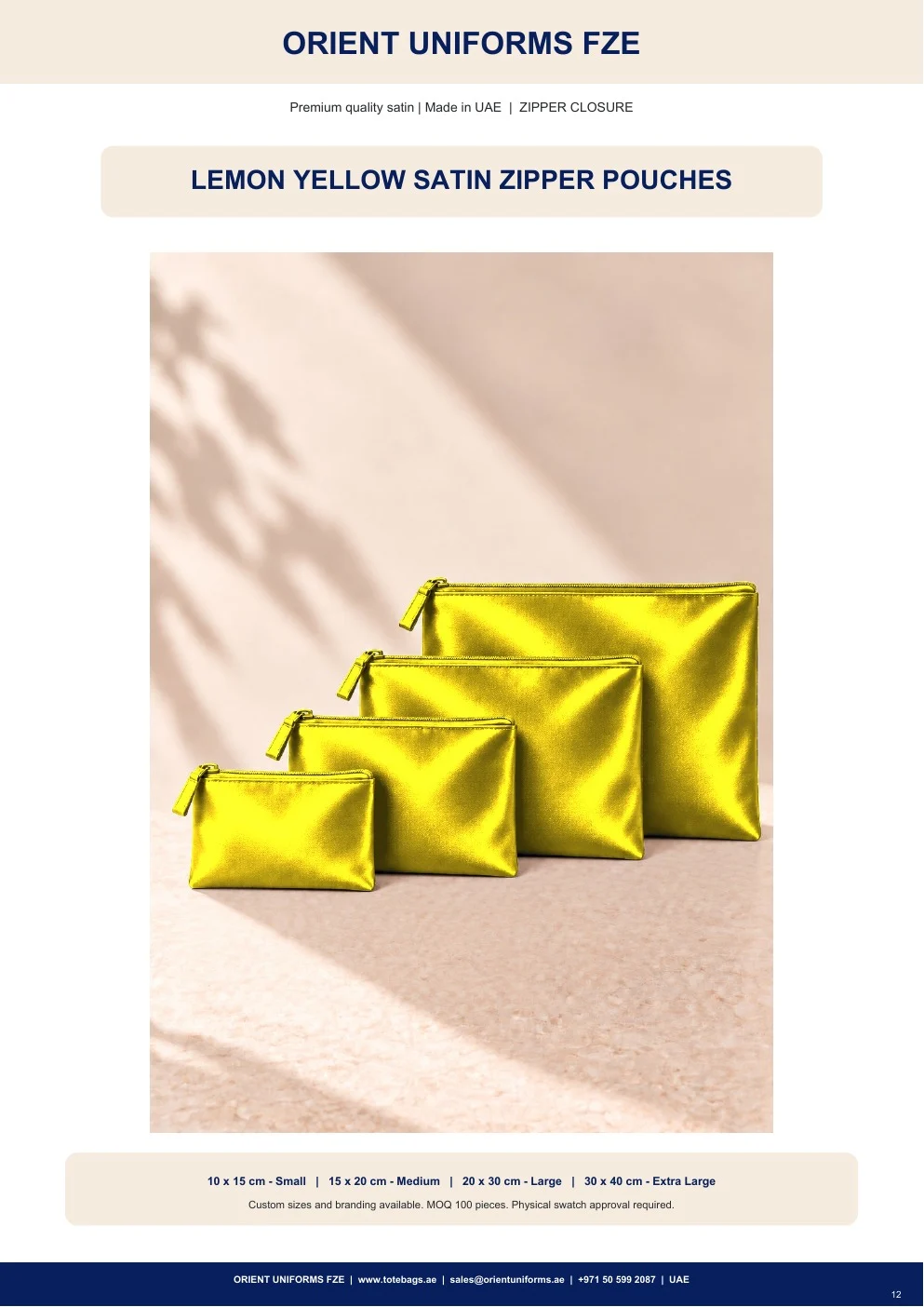 Lemon Yellow Satin Zipper Pouches Lemon Yellow Satin Zipper Pouches